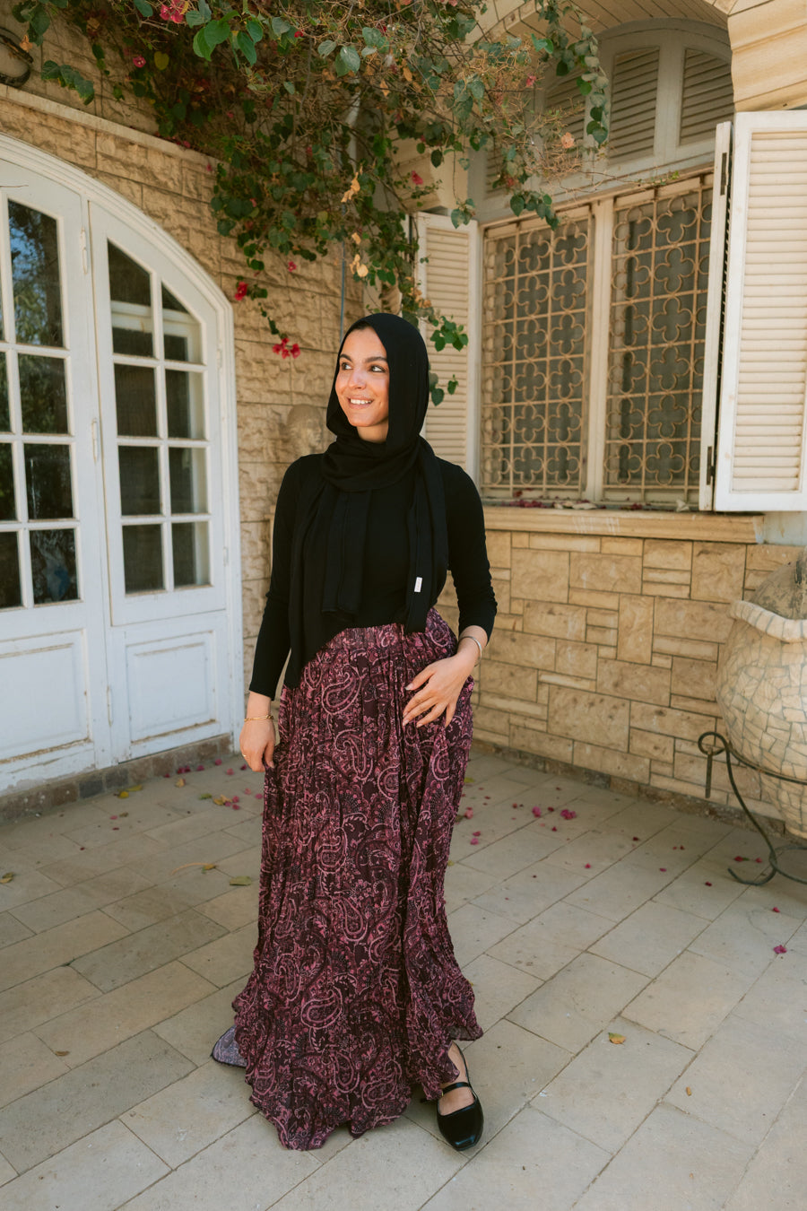 Bella Crushed Skirt In Burgundy