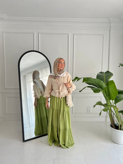 Pastel Breeze Skirt In Lime
