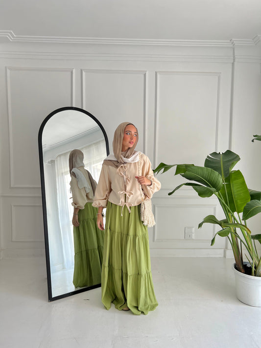 Pastel Breeze Skirt In Lime