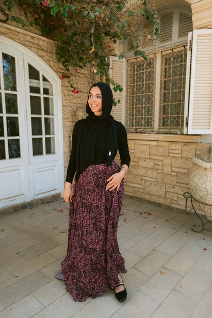 Bella Crushed Skirt In Burgundy