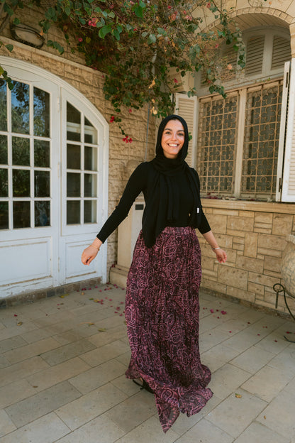 Bella Crushed Skirt In Burgundy