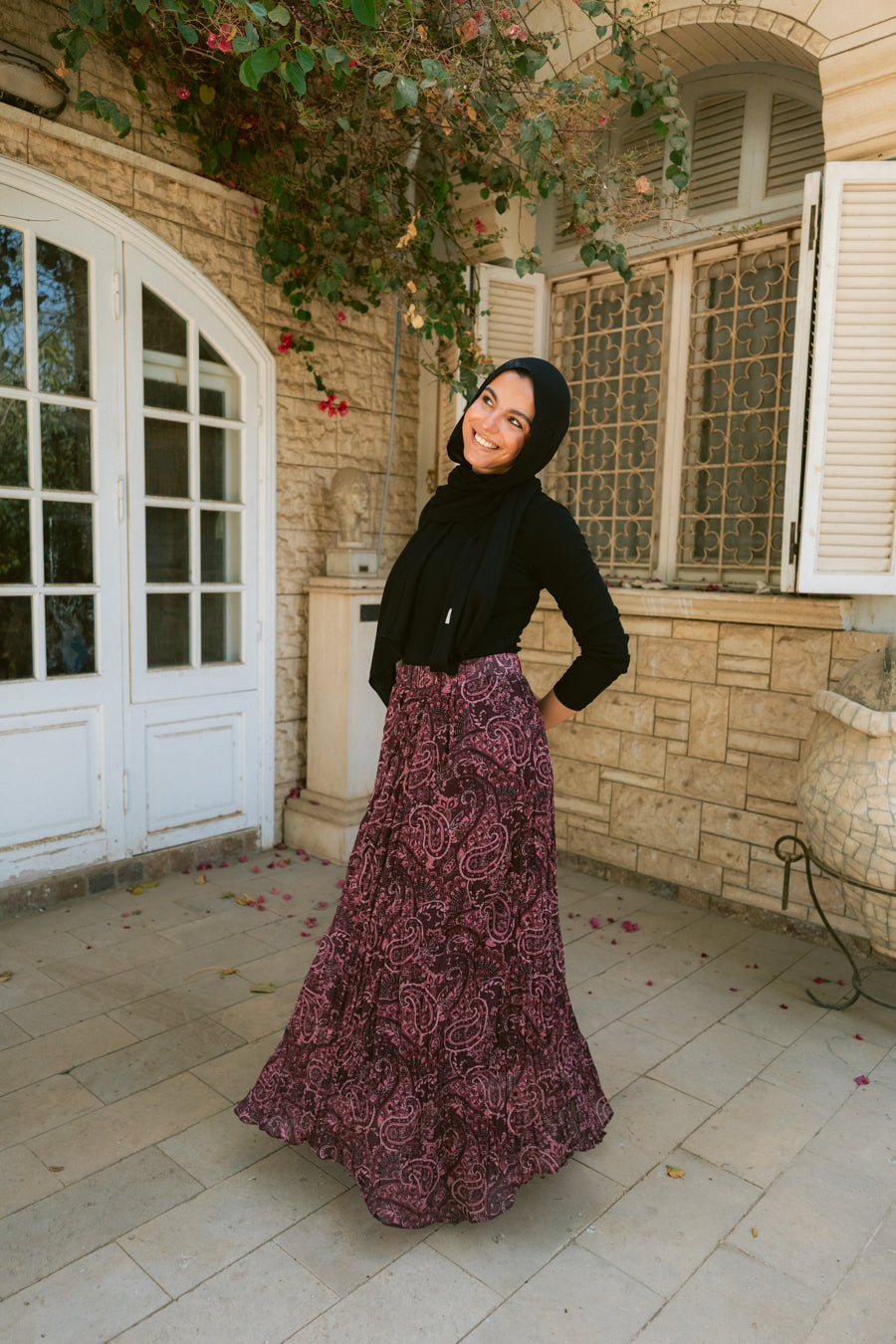 Bella Crushed Skirt In Burgundy