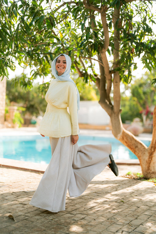 Faux Skirt Pants In Beige