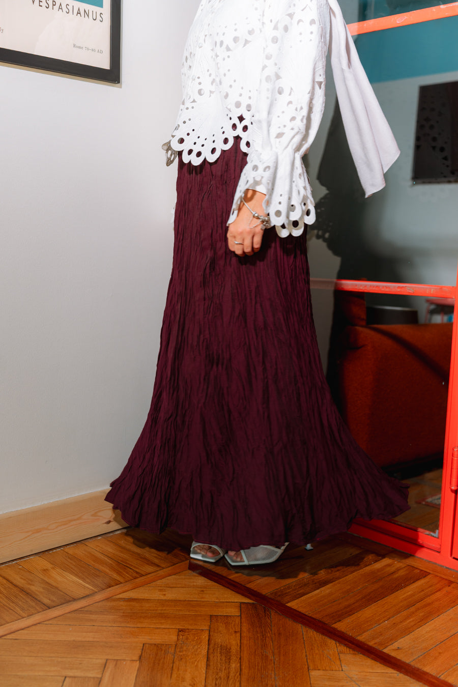 Lola Crushed Skirt In Burgundy