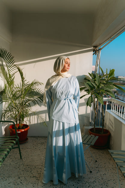 Poplin Skirt in Light Blue