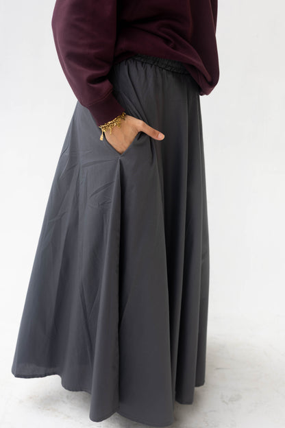 Poplin Skirt in Grey