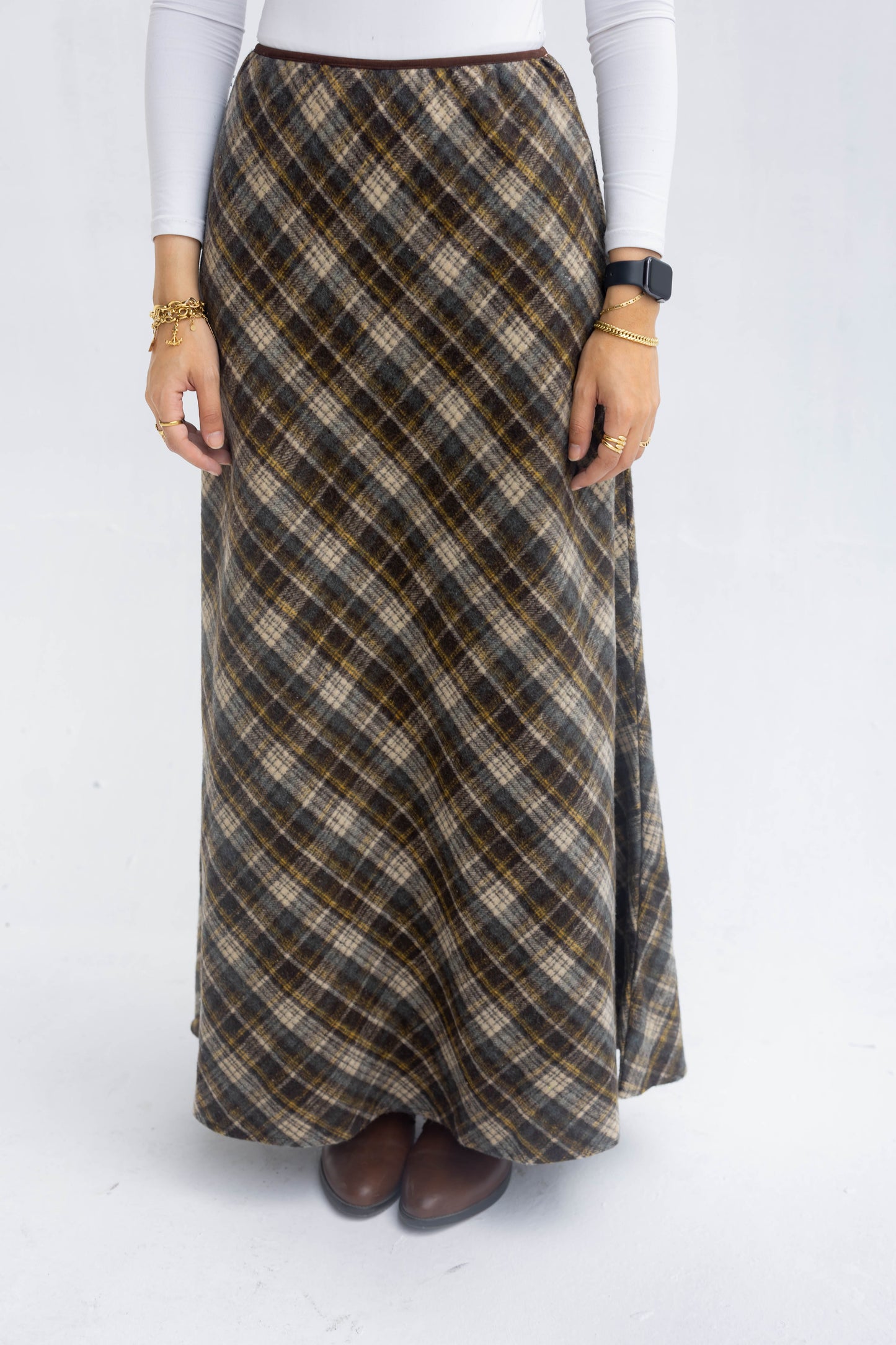 Mocha Plaid Skirt