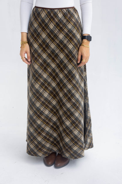 Mocha Plaid Skirt