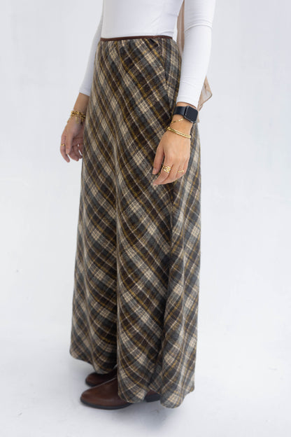 Mocha Plaid Skirt