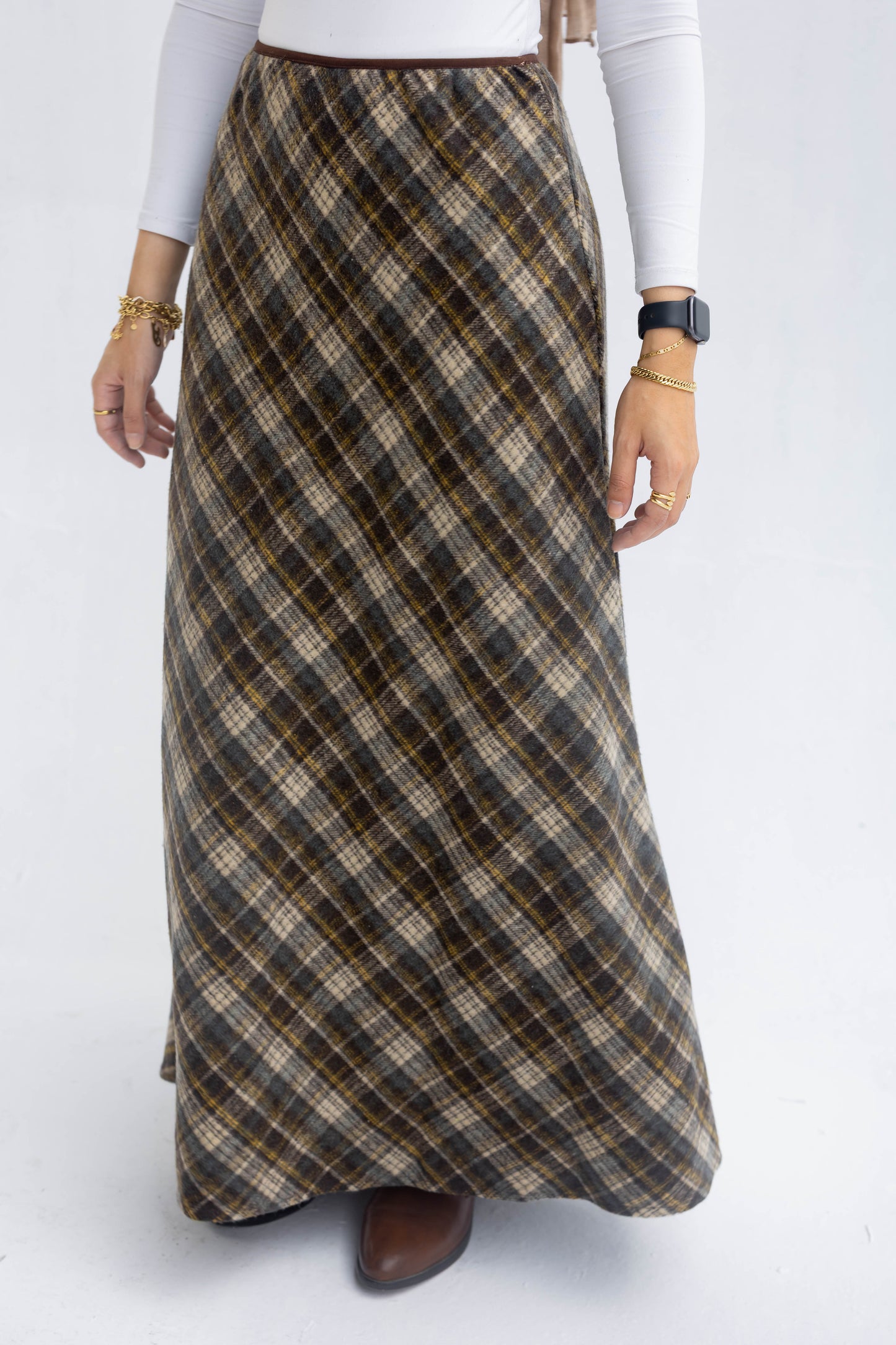 Mocha Plaid Skirt