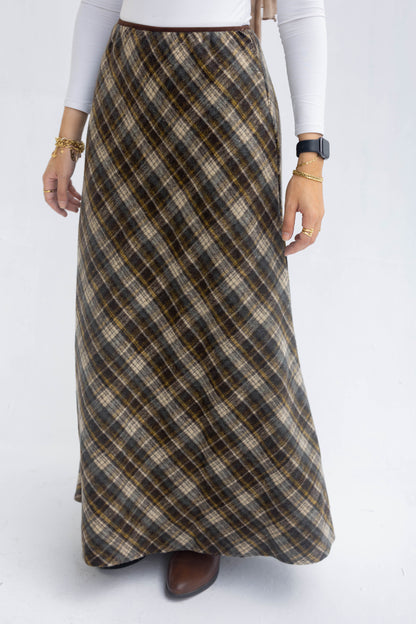 Mocha Plaid Skirt