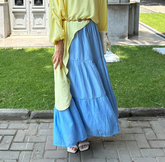 Pastel Breeze Skirt In Baby Blue