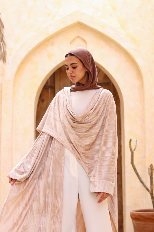 Zeina Shawl Kaftan In Beige
