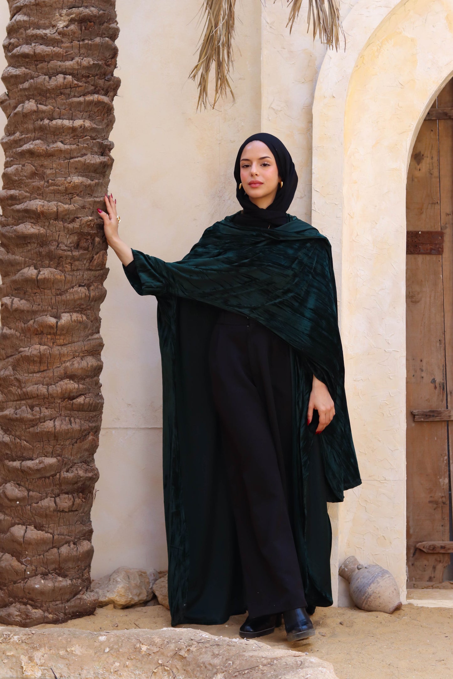Zeina Shawl Kaftan In Green