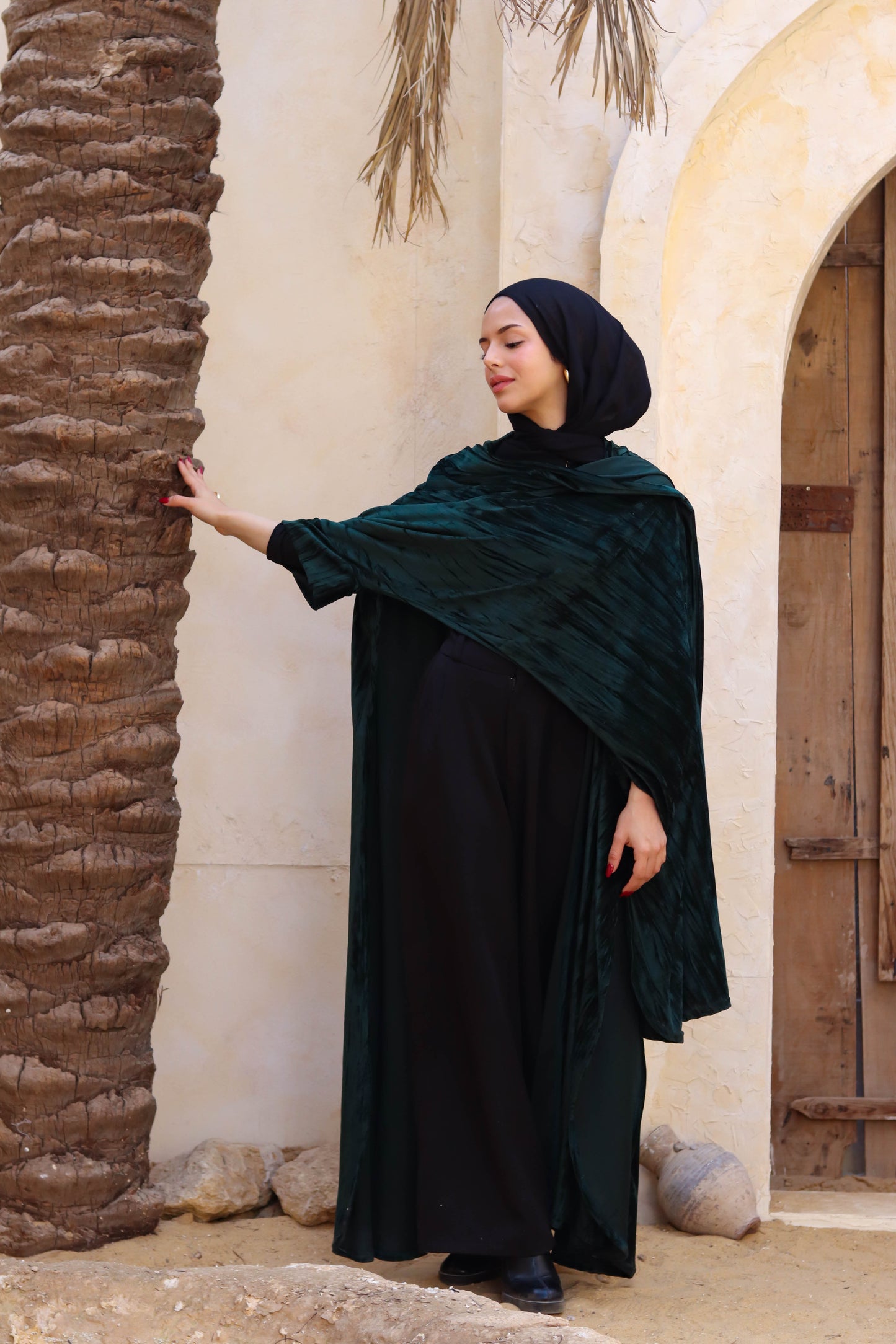 Zeina Shawl Kaftan In Green