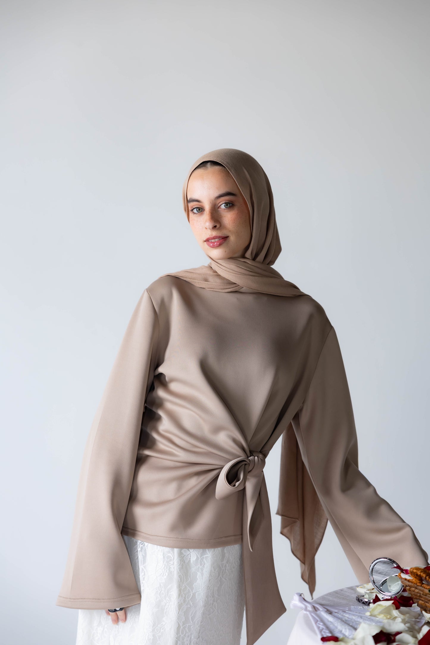 Elara Tie Top In Beige