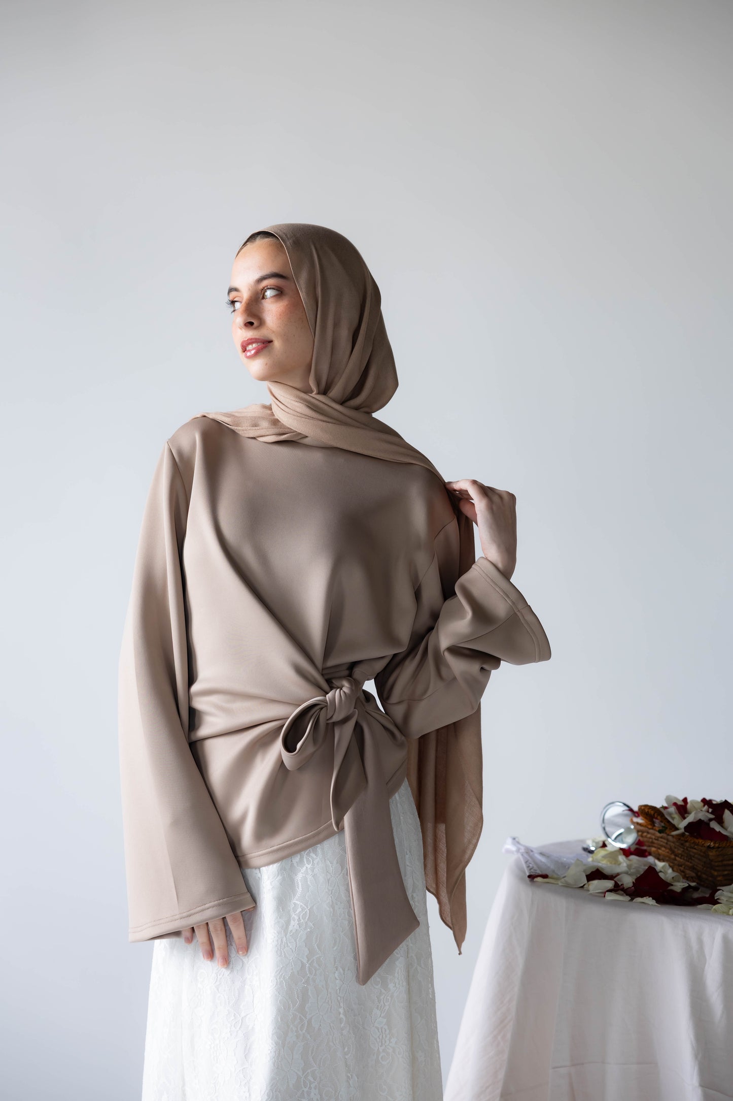 Elara Tie Top In Beige