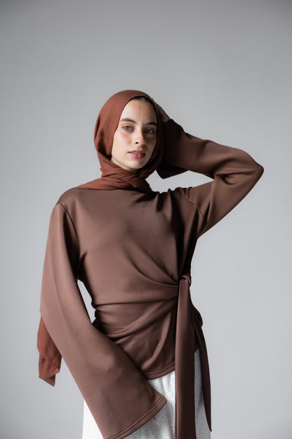 Elara Tie Top In Brown