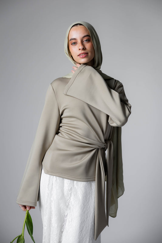 Elara Tie Top In Sage