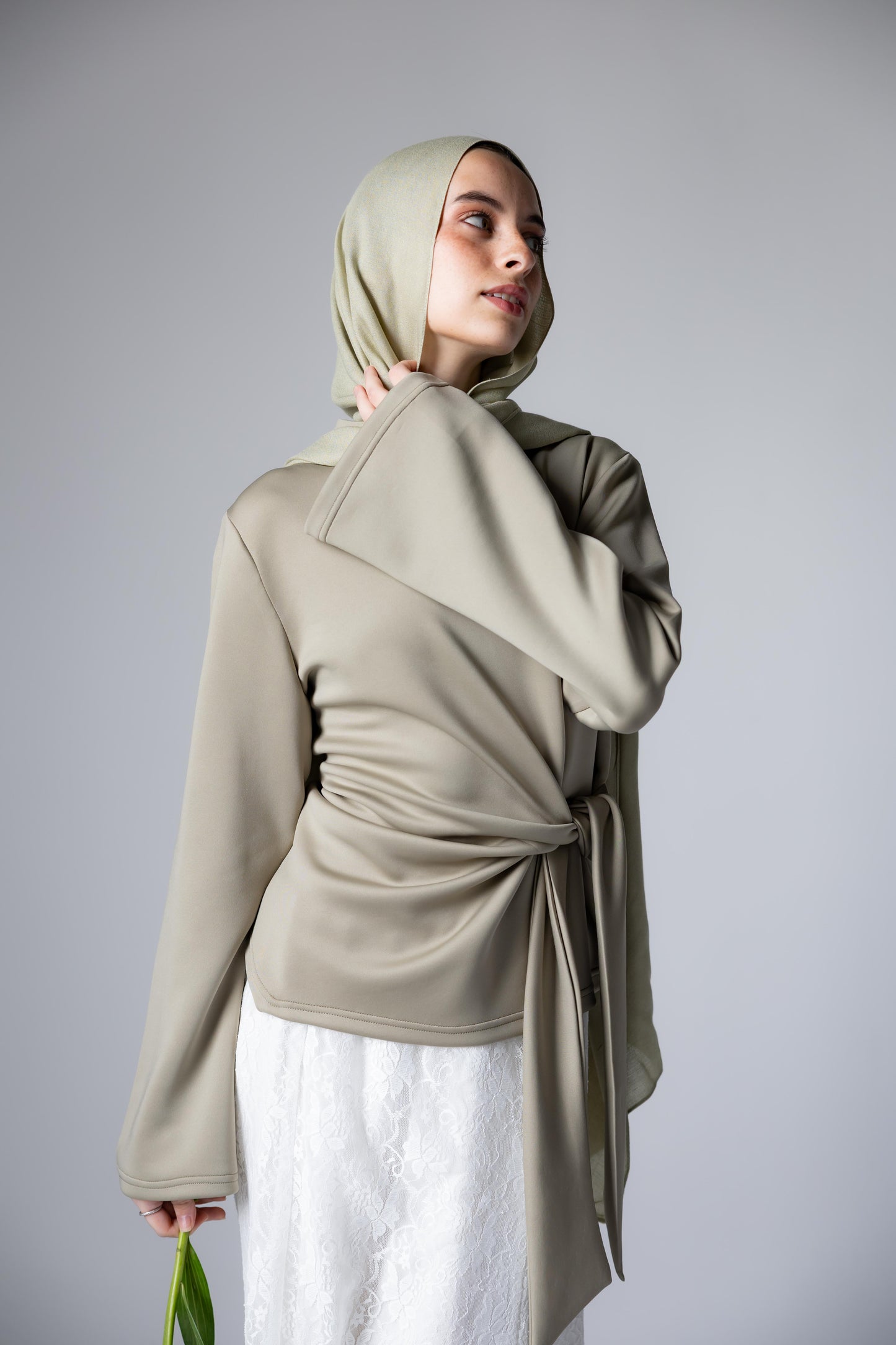 Elara Tie Top In Sage