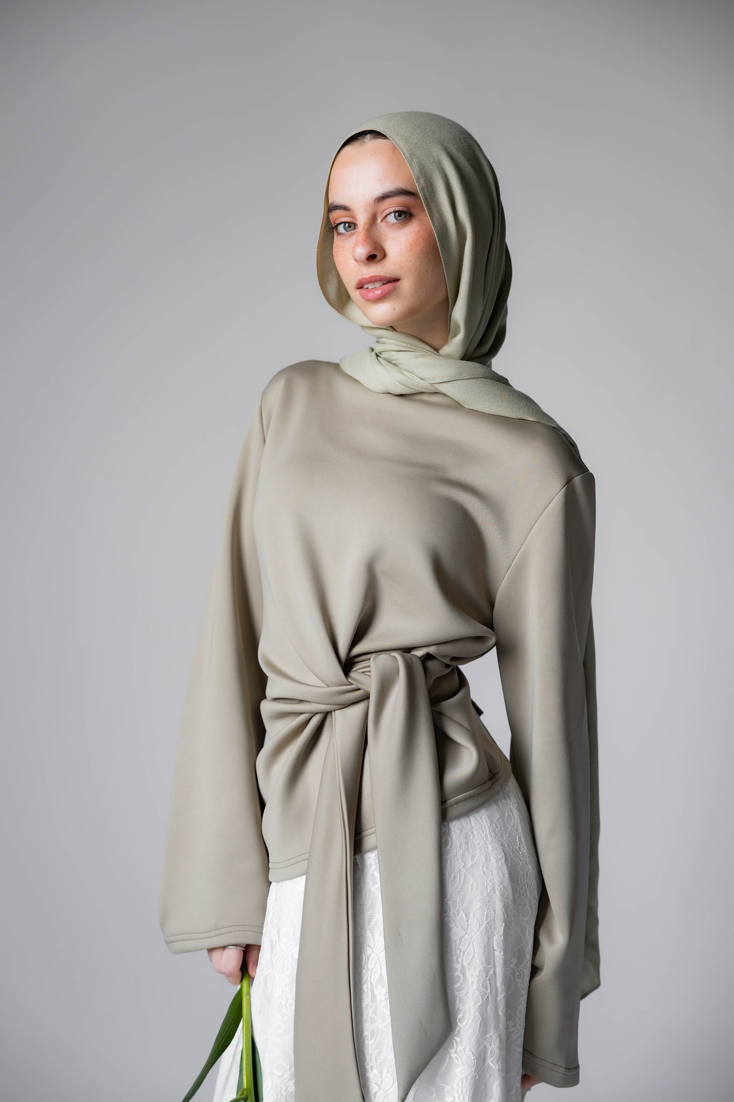 Elara Tie Top In Sage