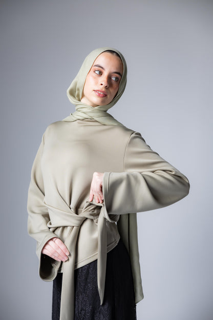 Elara Tie Top In Sage