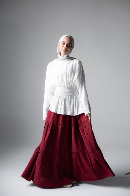 Midnight Breeze Skirt In Burgundy