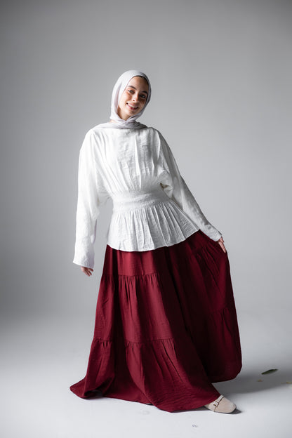 Midnight Breeze Skirt In Burgundy