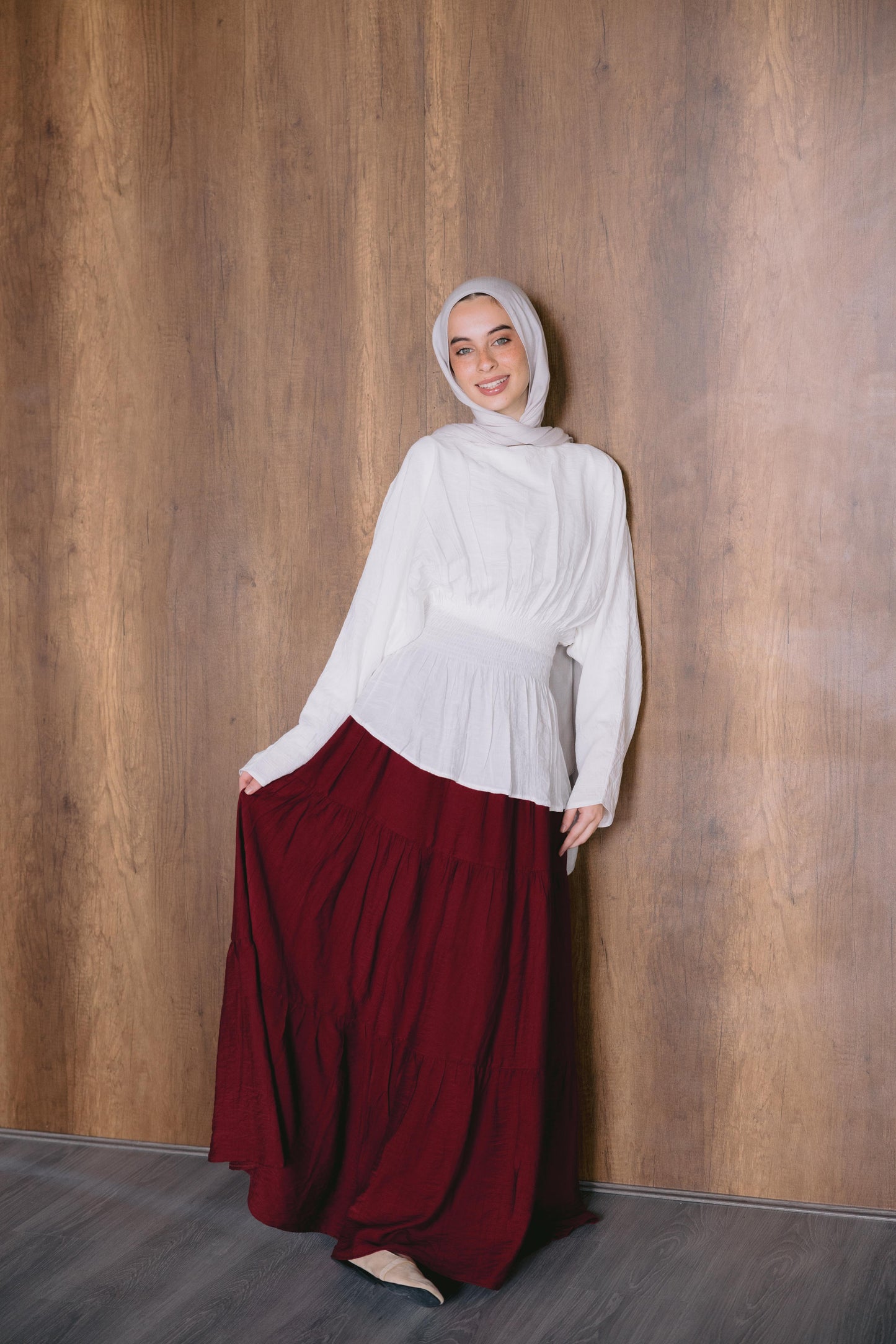 Midnight Breeze Skirt In Burgundy