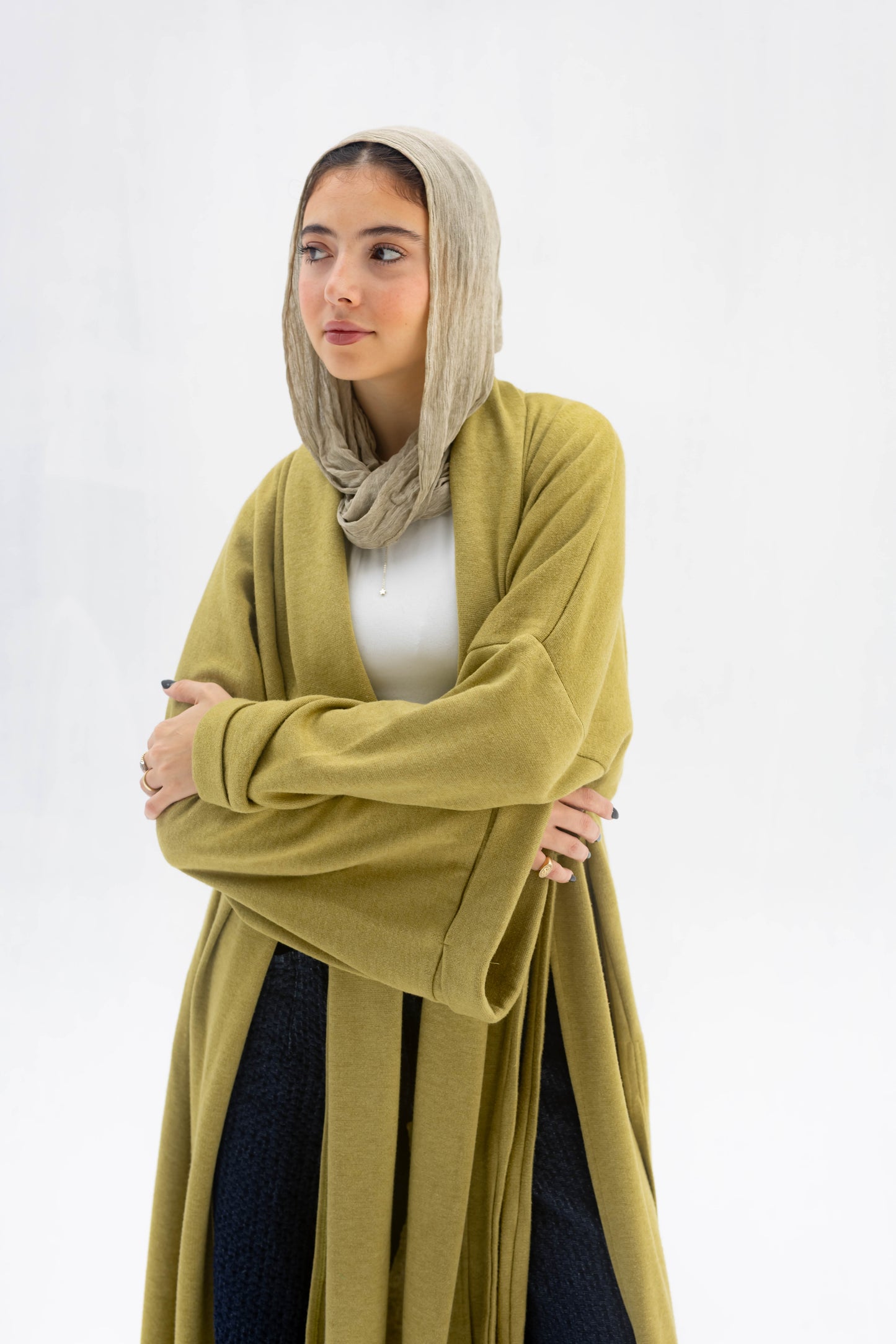 Freya Shawl Cardigan In Lime