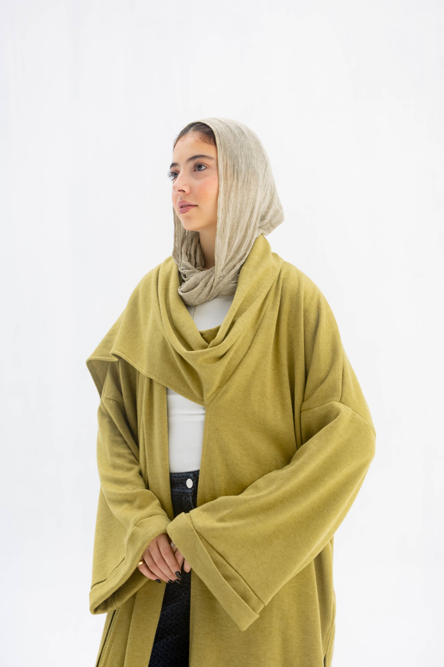 Freya Shawl Cardigan In Lime