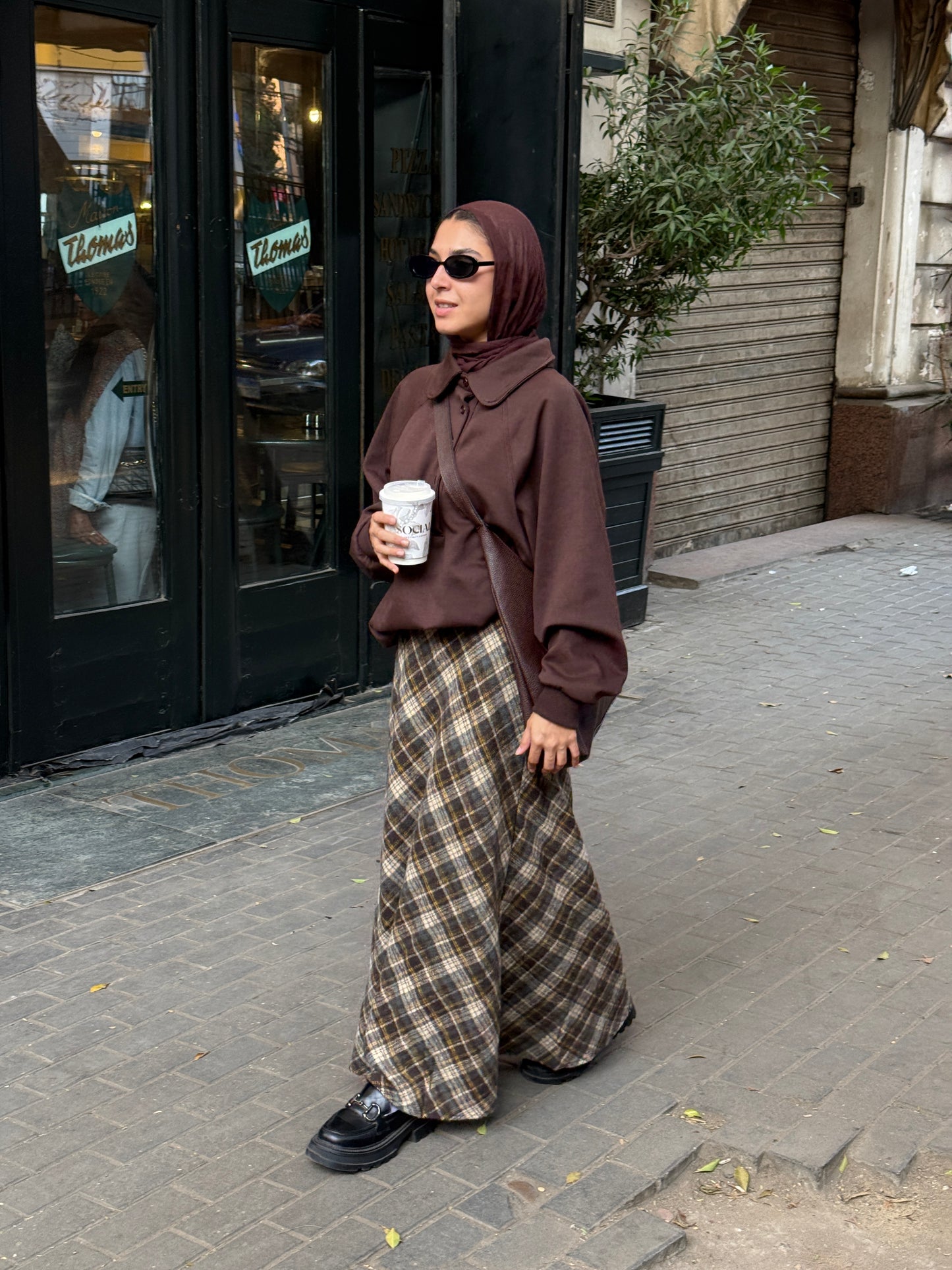 Mocha Plaid Skirt