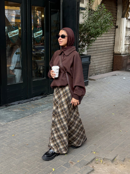 Mocha Plaid Skirt