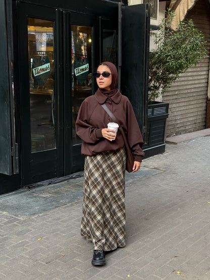 Mocha Plaid Skirt