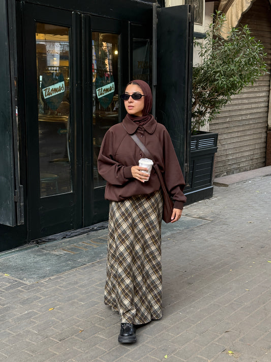 Mocha Plaid Skirt