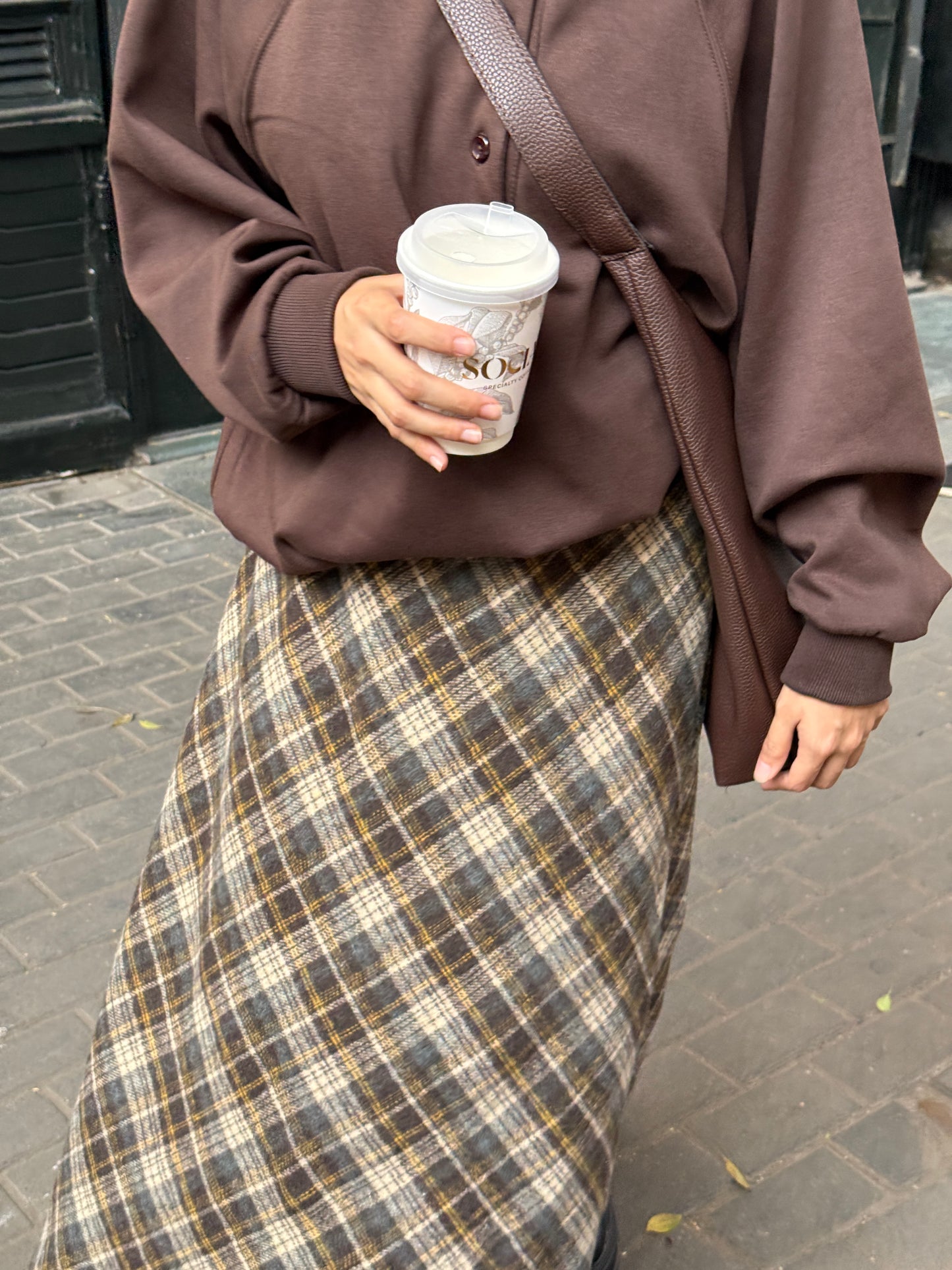 Mocha Plaid Skirt