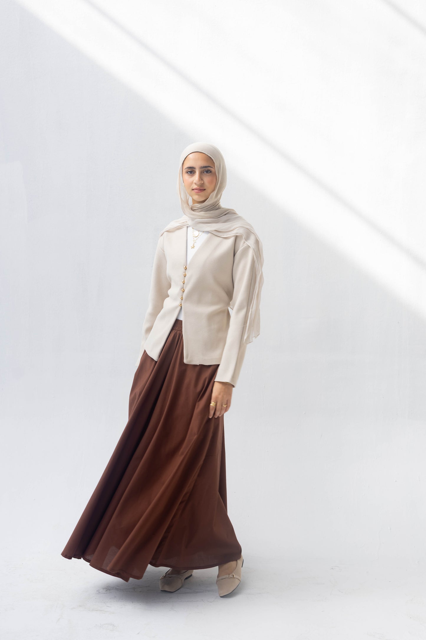 Poplin Skirt in Brown