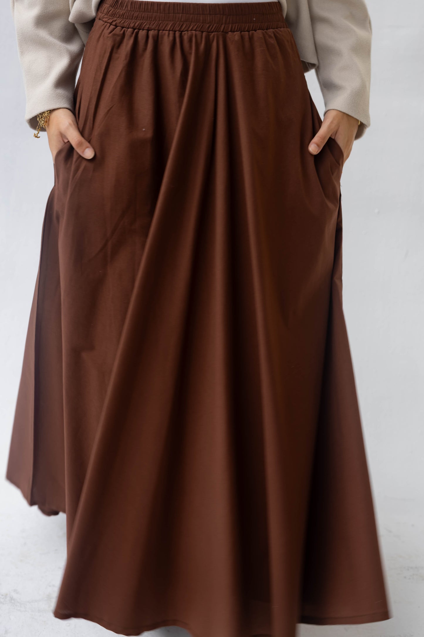 Poplin Skirt in Brown