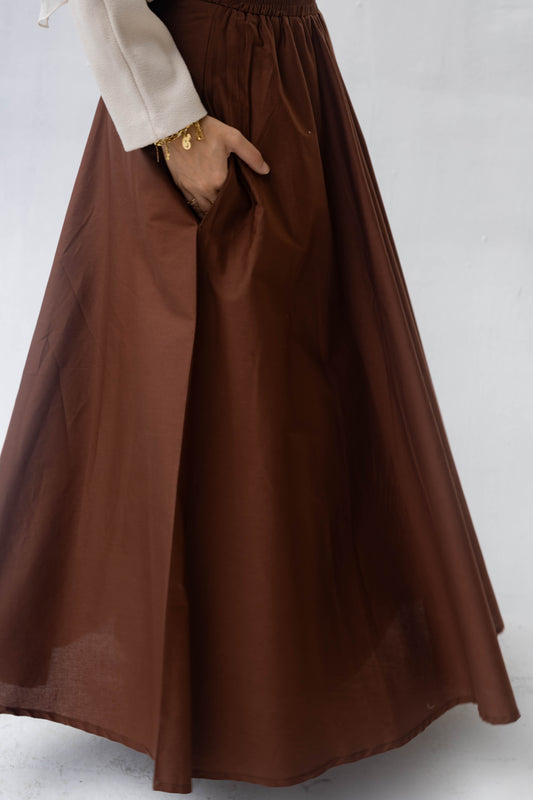 Poplin Skirt in Brown