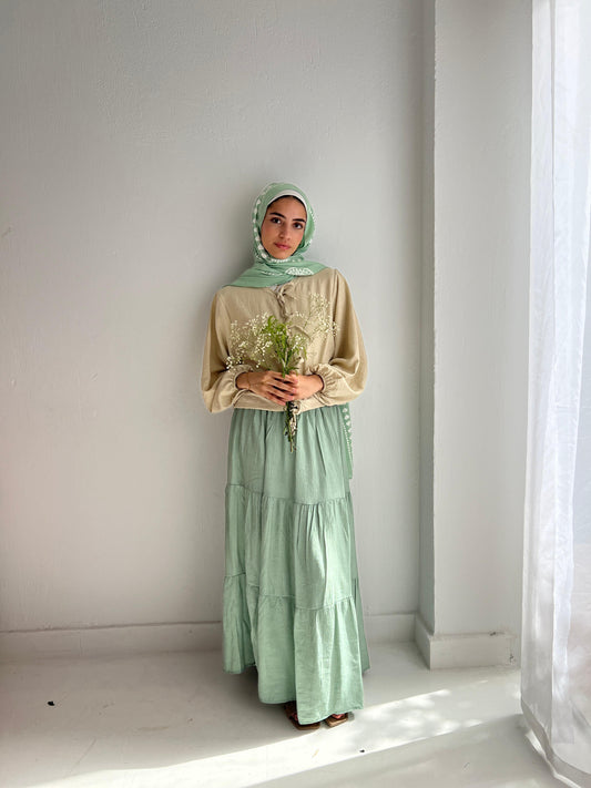 Pastel Breeze Skirt In Mint