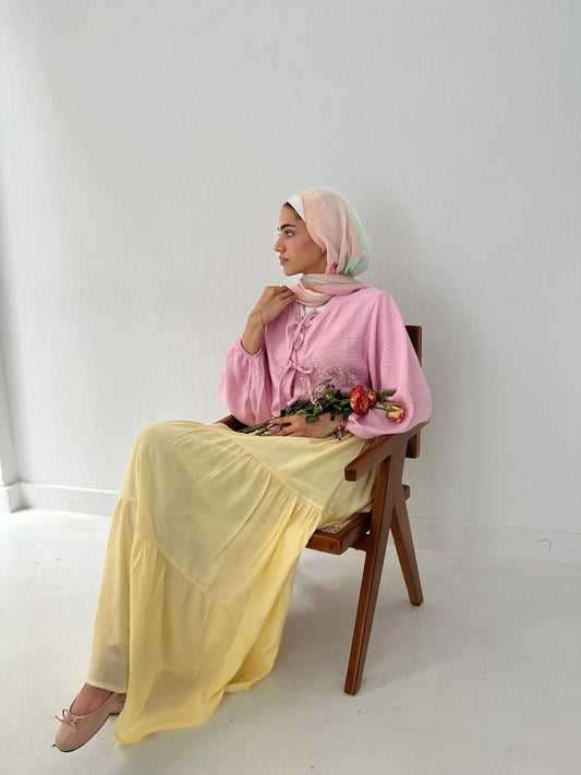 Pastel Breeze Skirt In Butteryellow