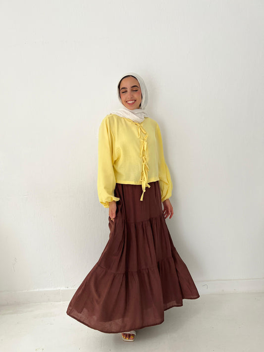 Pastel Breeze Skirt In Chocolate