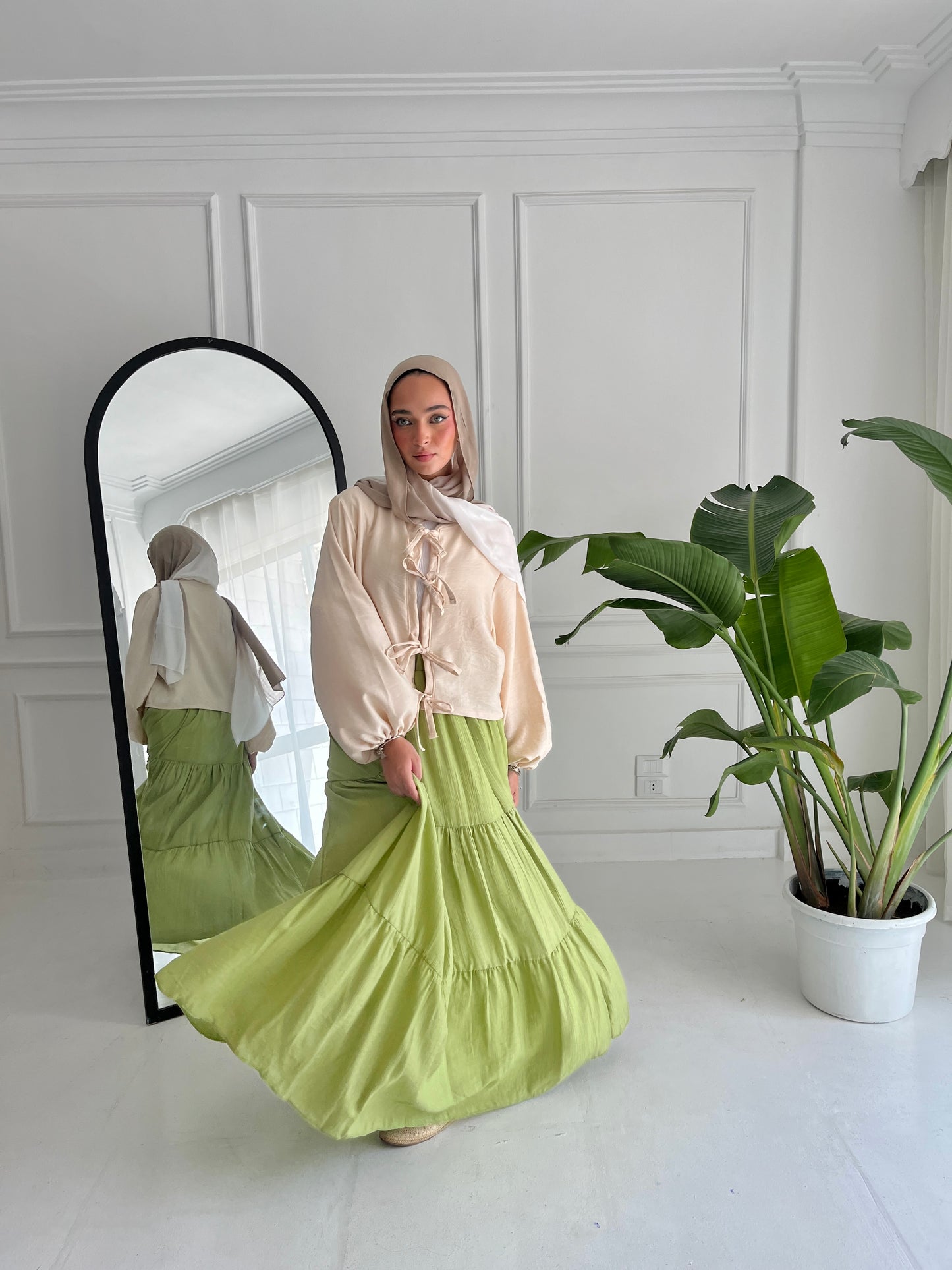 Pastel Breeze Skirt In Lime