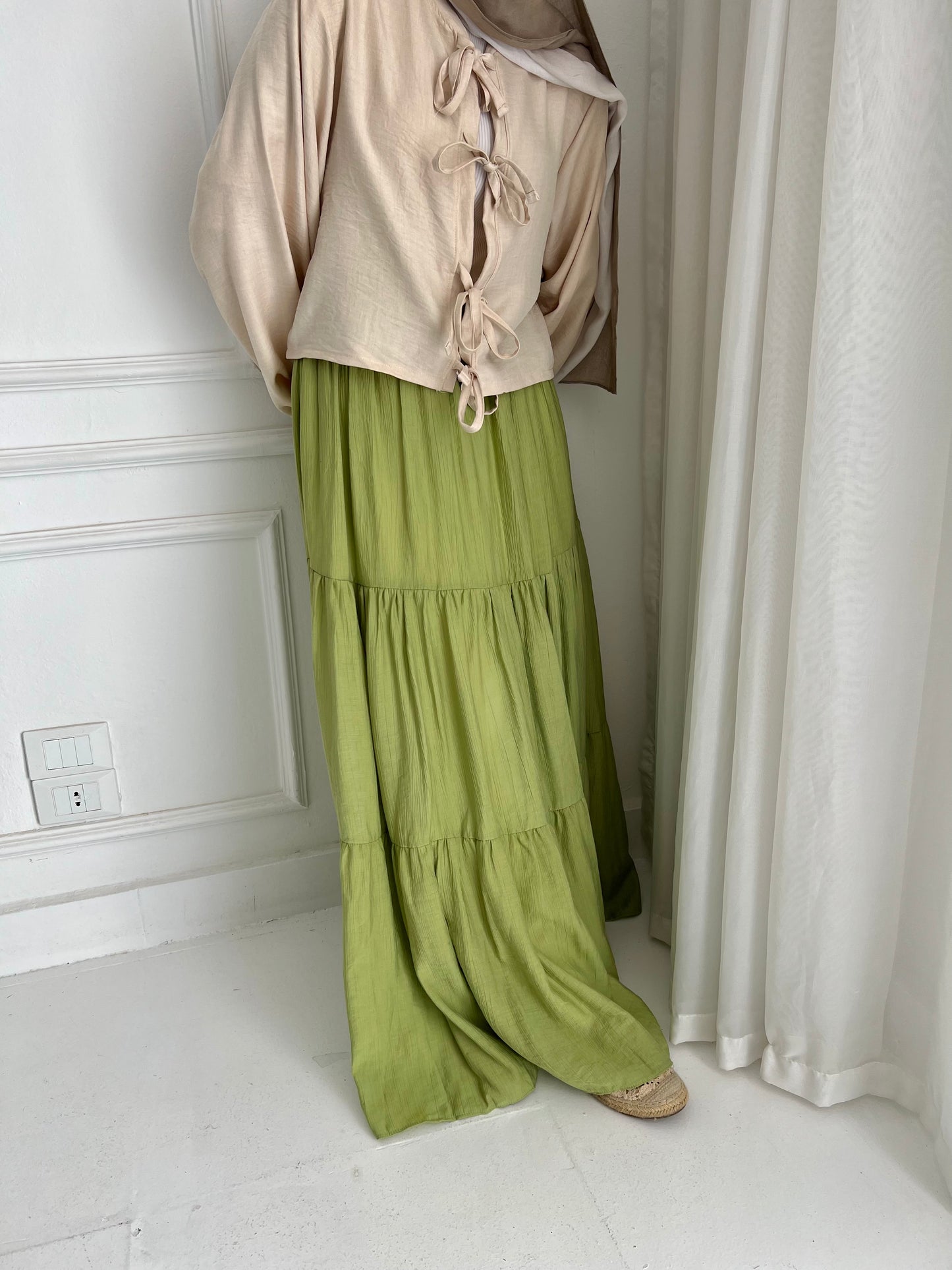 Pastel Breeze Skirt In Lime